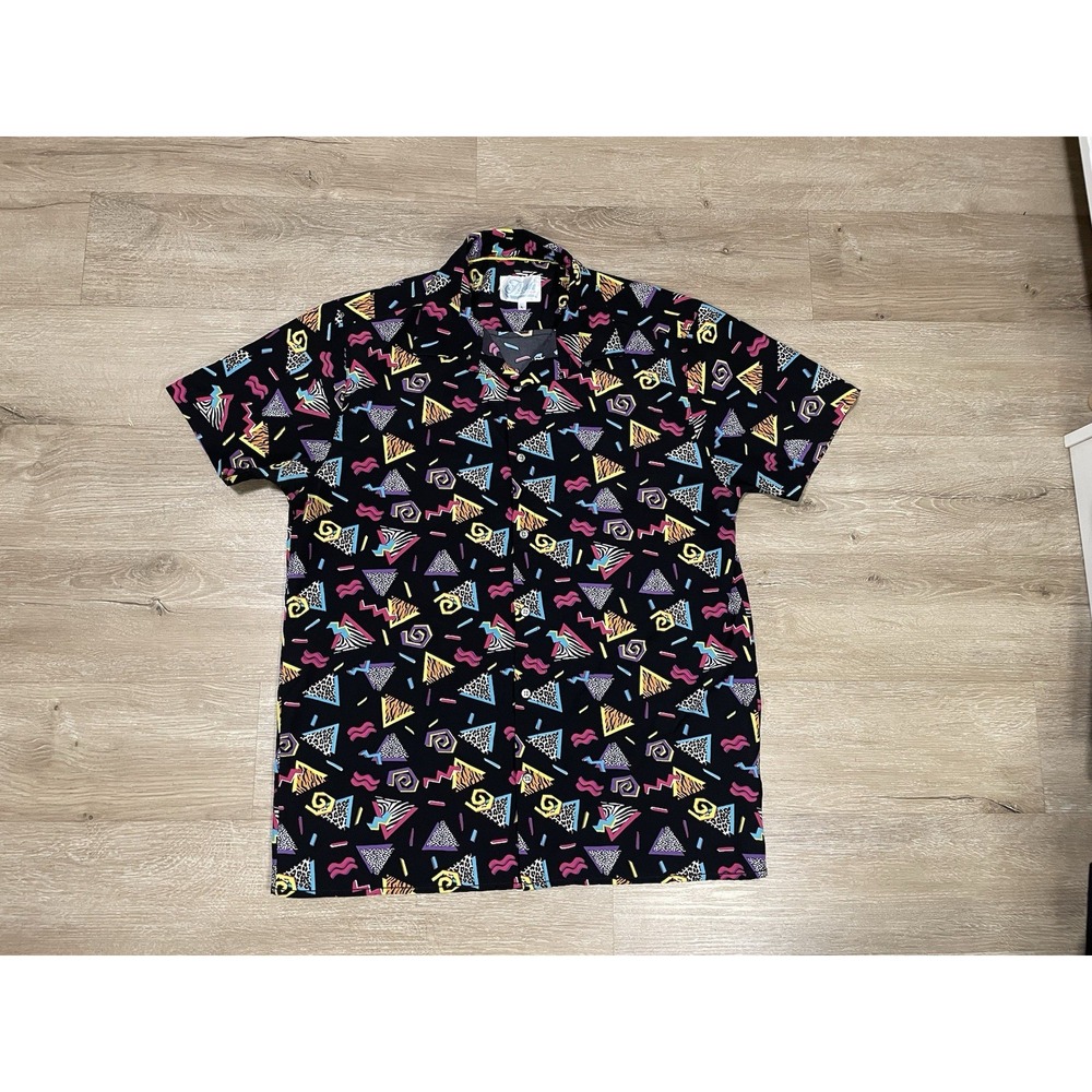 VTG 90s Fresh Prince of Bel-Air Button Up Shirt Sz L GEOMETRIC ALL OVER PRINT